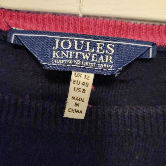 Joules Miranda Intarsia Crew Neck Navy Sweater with Dalmatian  Size US 8 - Picture 2 of 10